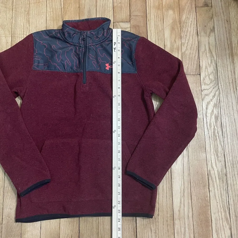 UA‎ UNDER ARMOUR Boys' LS Camo Twist Zip Fleece Top Youth XL Red